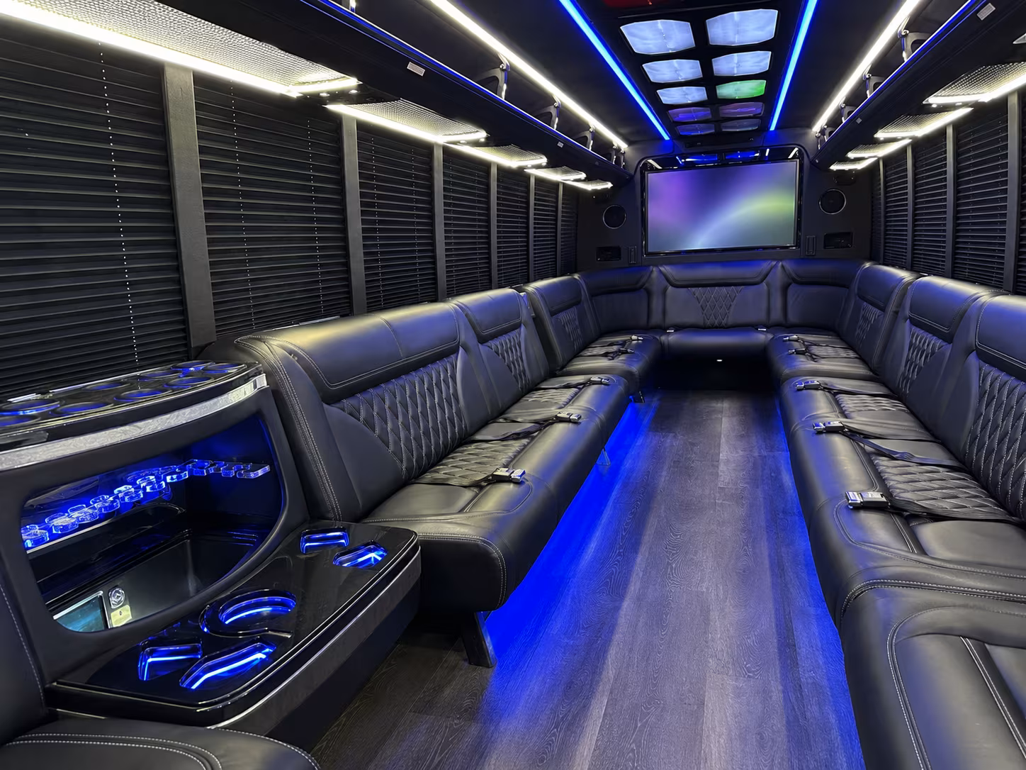 chandler 20 passenger party bus inside