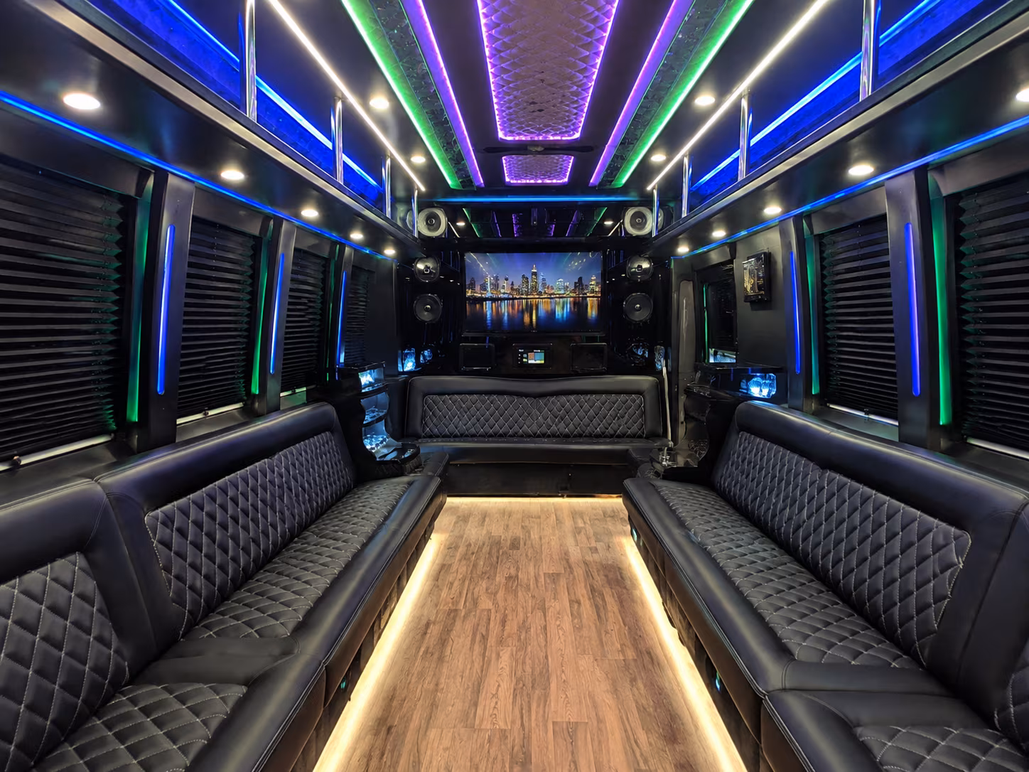 chandler 25 passenger party bus interior