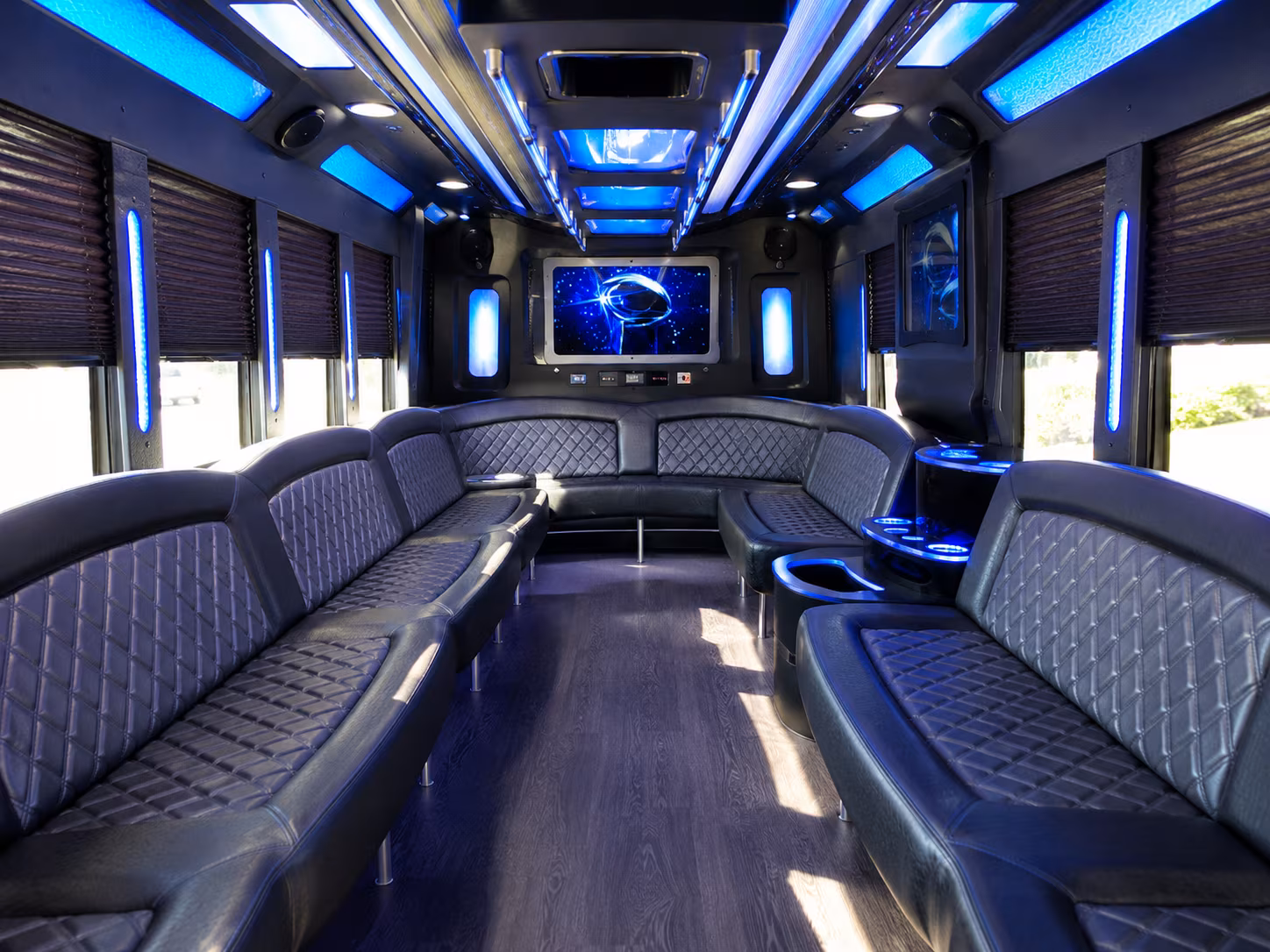 chandler 28 passenger party bus inside
