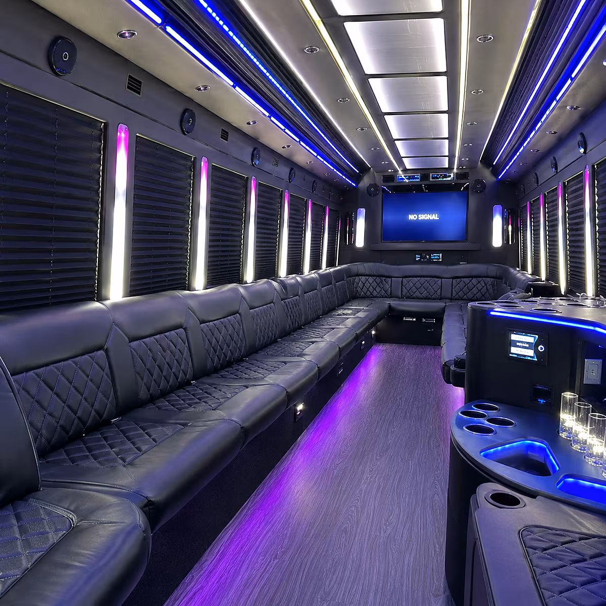 chandler 30 passenger party bus inside
