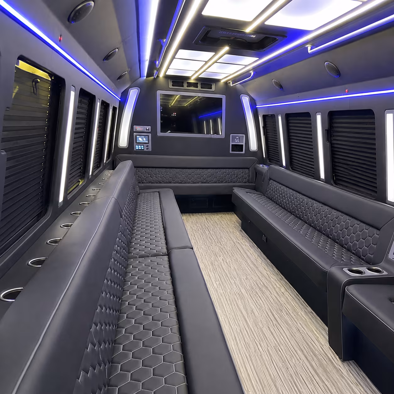 chandler 40 passenger party bus inside