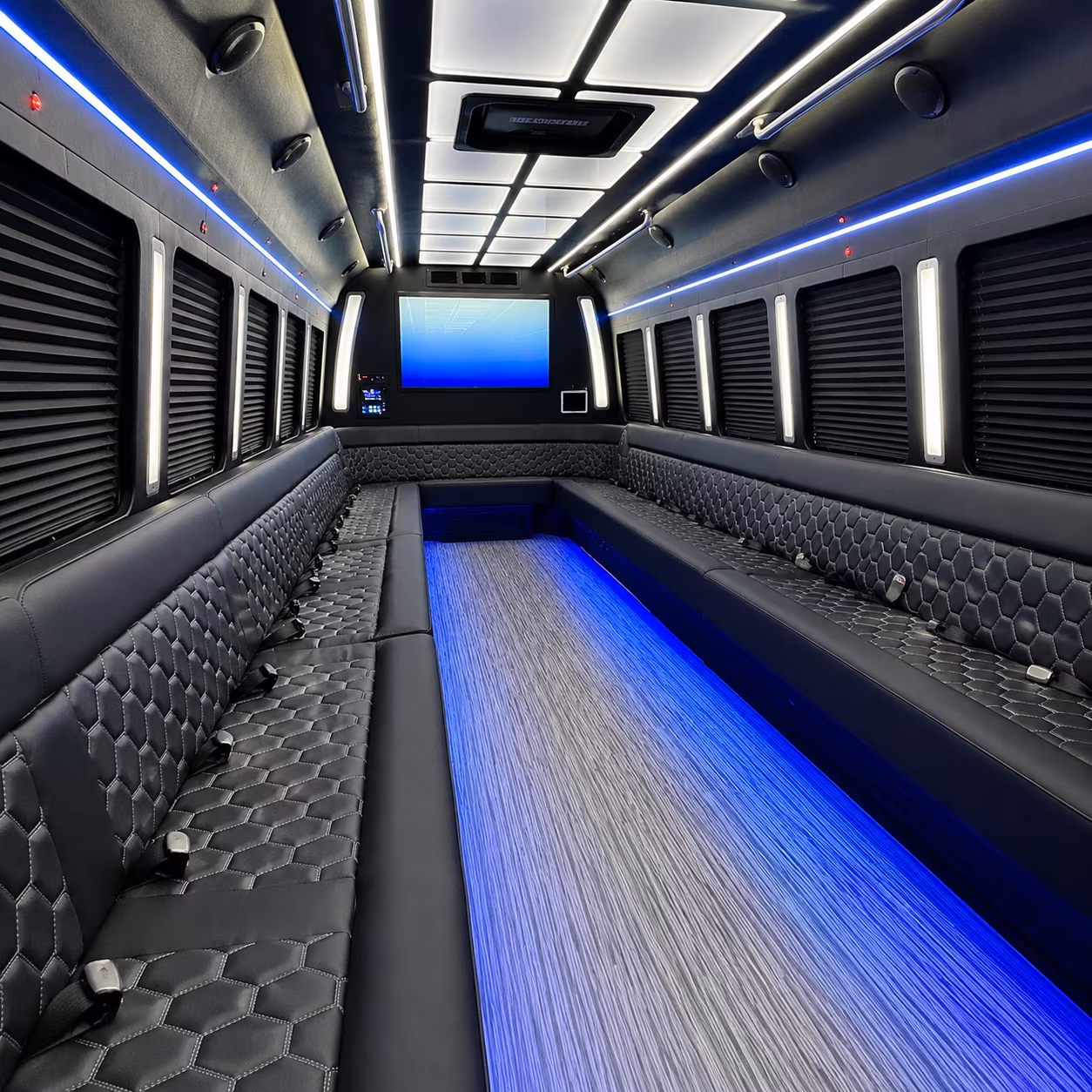 chandler 50 passenger party bus inside