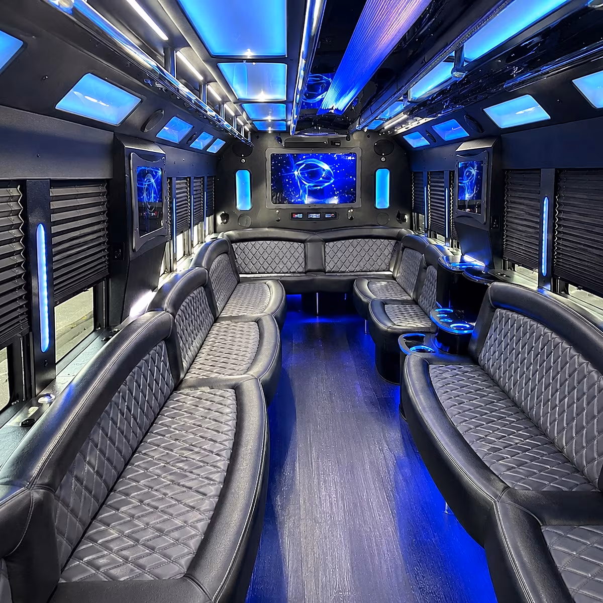 chandler 50 passenger party bus interior
